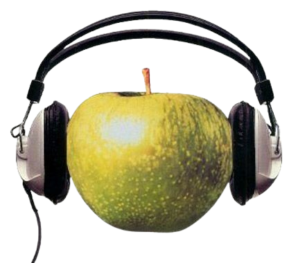 Apple with headphones